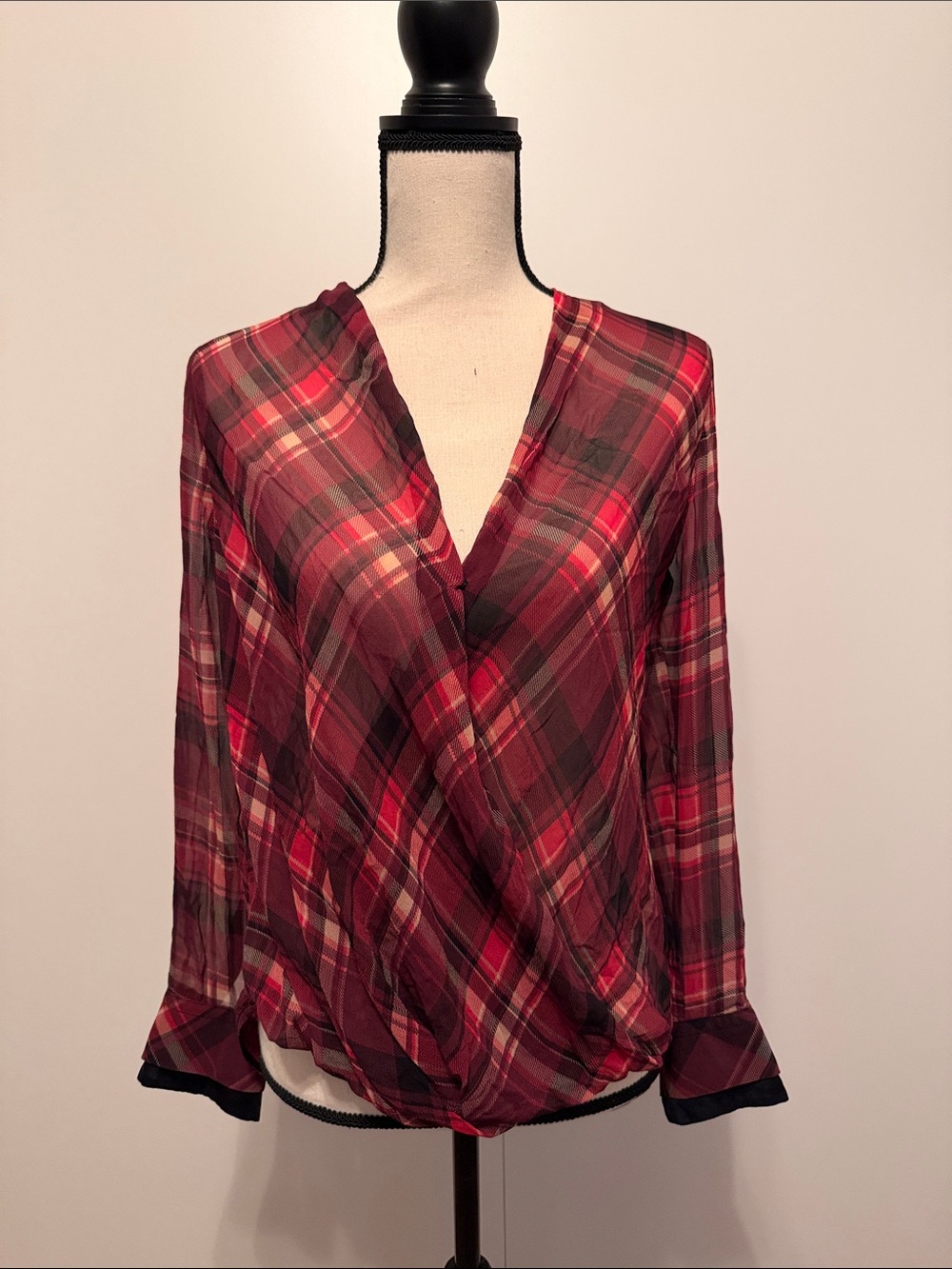 Rag and Bone sheer silk plaid top